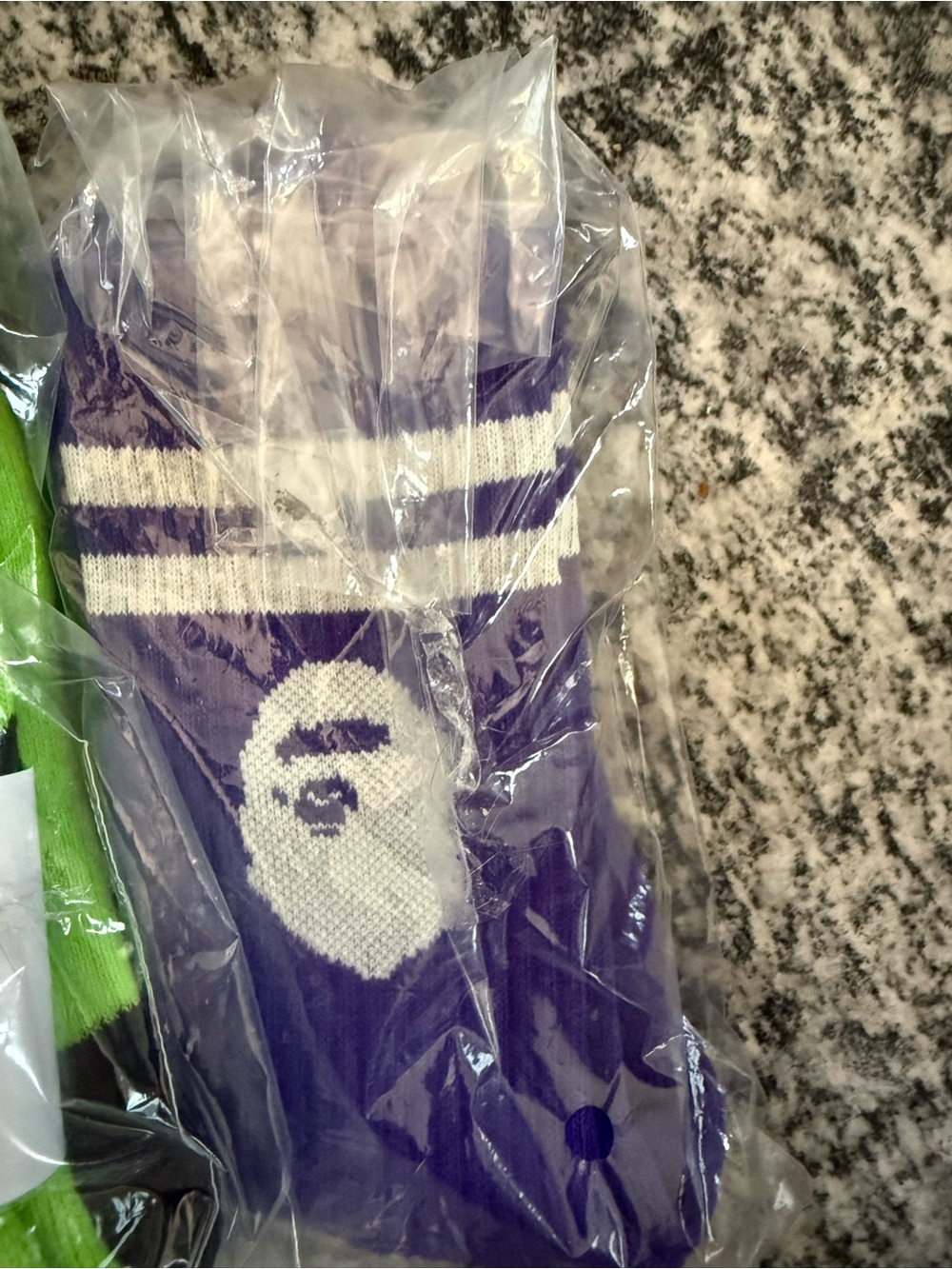 BAPE Neon Green Logo Crew Socks